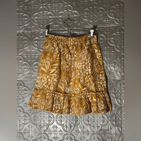 Christian Siriano Linen Tropical Print ruffle Skirt spring summer vacation - Picture 1 of 6